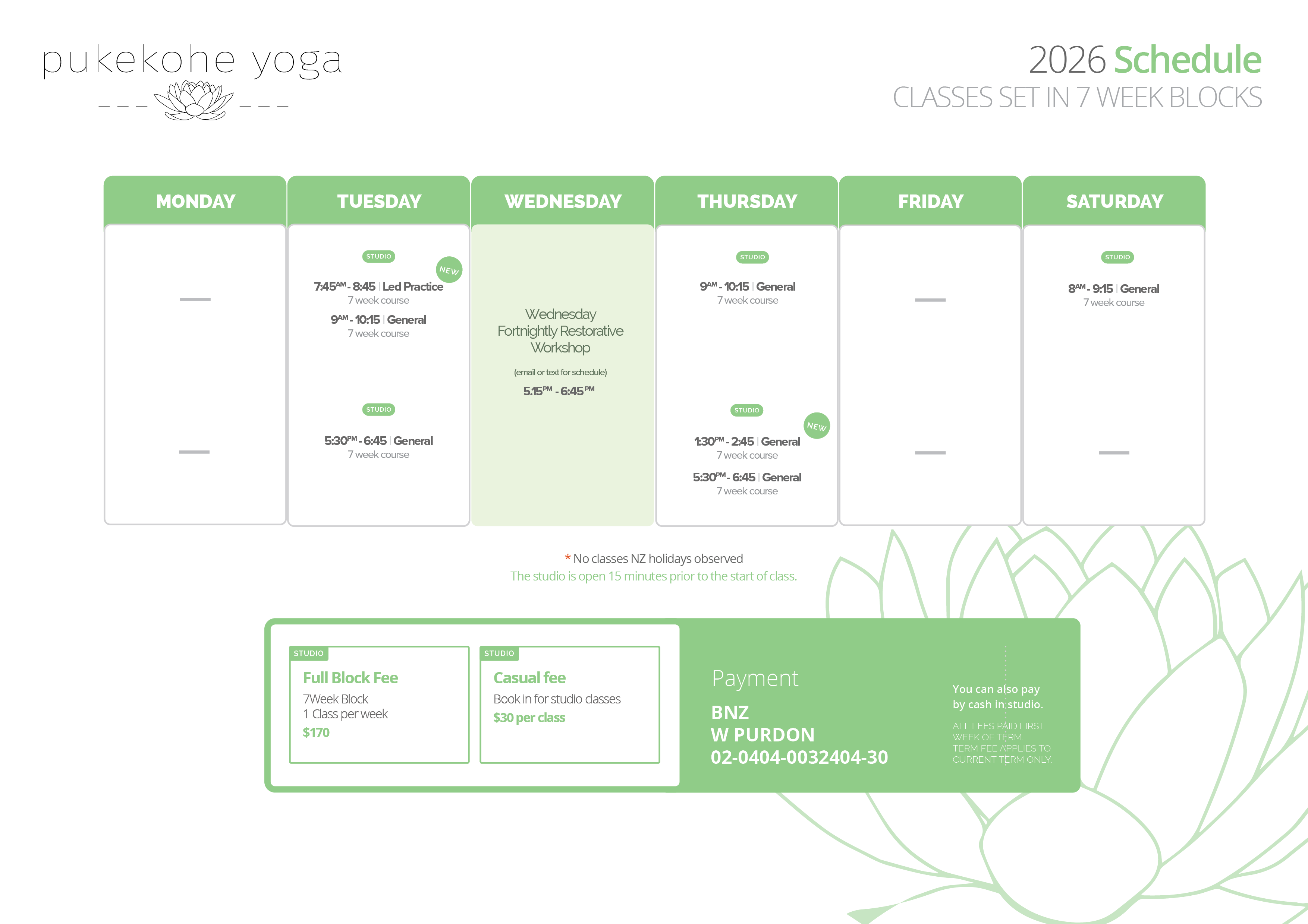 Yoga Schedule