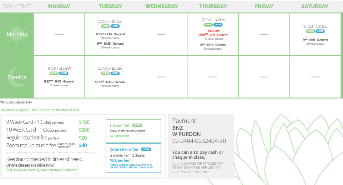 Yoga Schedule
